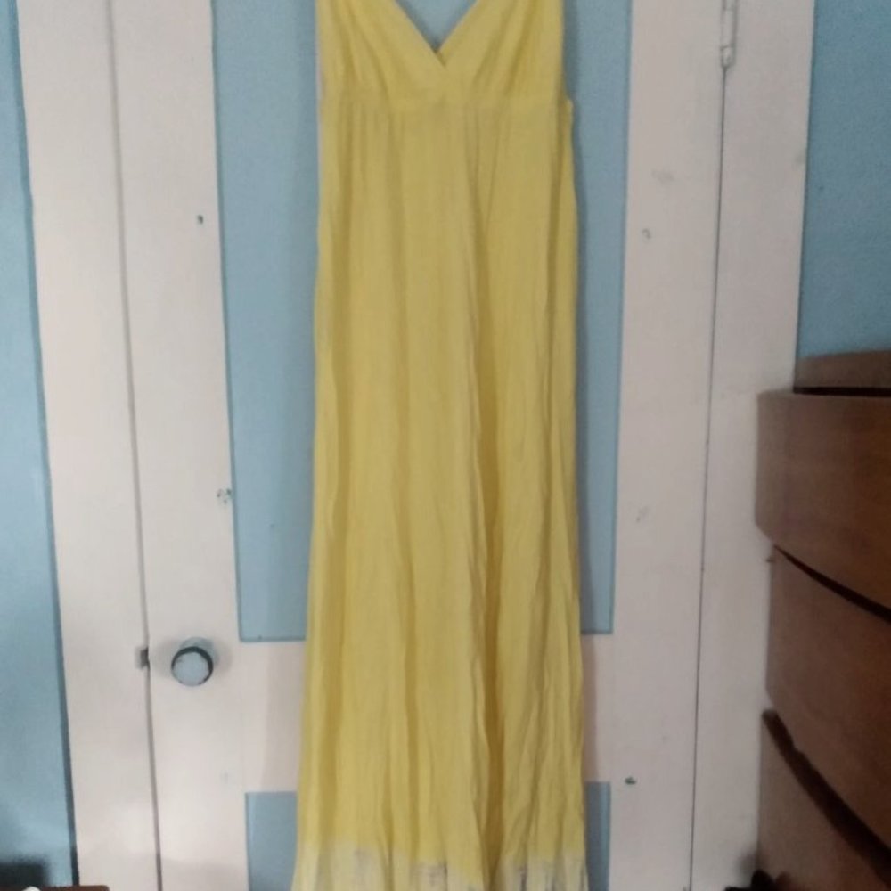 YELLOW SPAGHETTI STRAP MAXI SUN DRESS BOHO RETRO